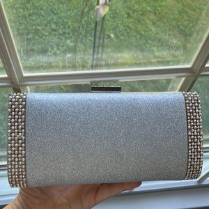 Silver party clutch